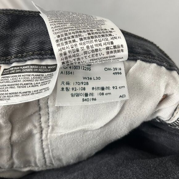 Levi's 501 Jeans Men's 36x30 Black Straight Fit Original Button Fly Denim Pants - Picture 5 of 6